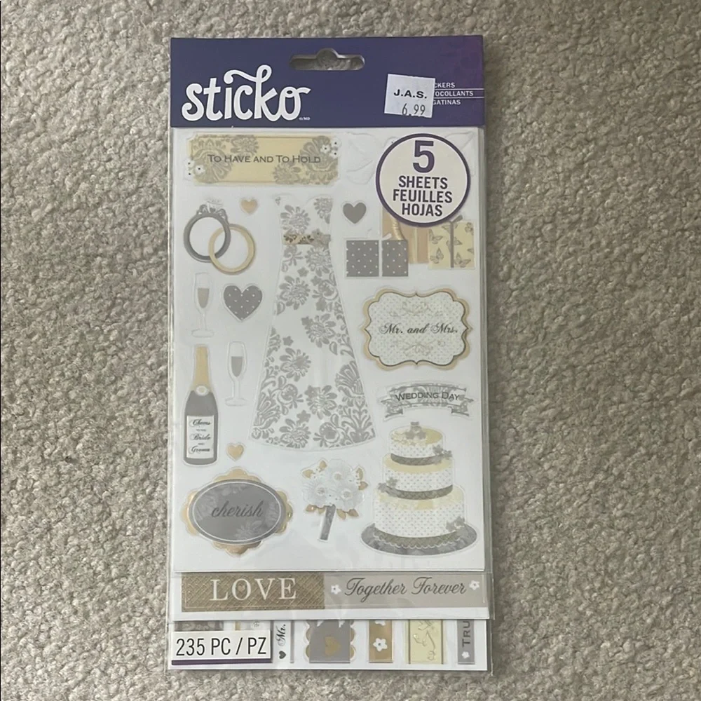 3/$5 Sticko Wedding Themed Sticker Set